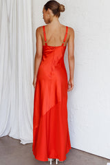 Front Row Scoop Neck Midi Dress Tangerine