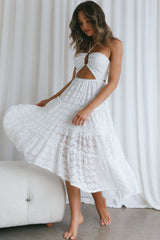 Just Cruise Cut-Out Bodice Midi Dress White