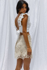 Pura Vida Crochet Mini Skirt Beige