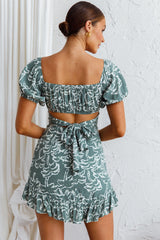 Palm Beach Puff Sleeve Dress Printed Green
