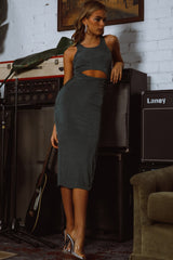 Dominique Cut-Out Twist Midi Dress Olive
