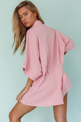 Daytona Beach Button-Up Romper Pink