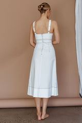 Elias Decorative Stitch Midi Dress White
