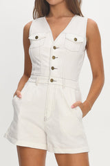 Jazelle Button-Up Mini Romper White