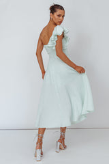 Jolina Ruffle Shoulder Midi Dress Mint
