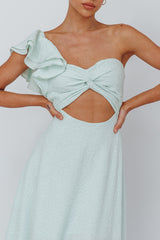 Jolina Ruffle Shoulder Midi Dress Mint