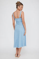 Zenyl Raw Hem Midi Dress Blue