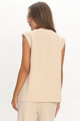 Homebody Side Slit Ribbed Knit Top Oat