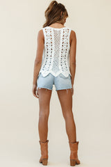 Kinsey Intricate Knit Sleeveless Top White