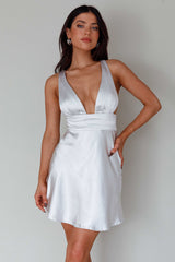 Mad About You Criss-Cross Back Mini Dress Silver