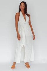 La Habra Halterneck Romper White