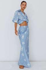 Light Aura Button Up Shirt Print Blue White