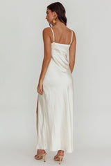 Marlie Side Pleat Maxi Dress Oyster